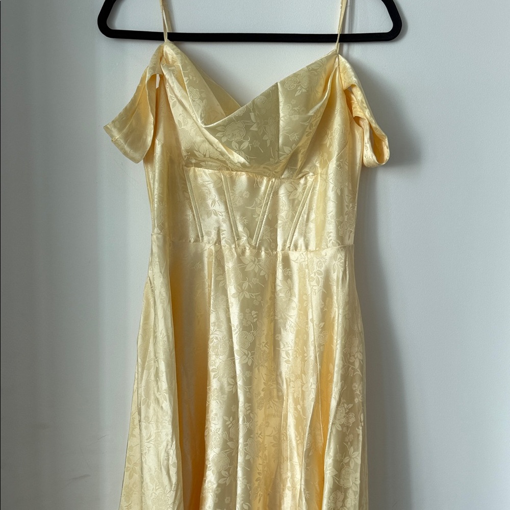 B Darlin Light Yellow Floral Dress